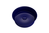 BOCCHI 1478-010-0125 Sottile Round Vessel Fireclay 15 in. with Matching Drain Cover in Sapphire Blue