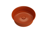 BOCCHI 1478-012-0125 Sottile Round Vessel Fireclay 15 in. with Matching Drain Cover in Orange