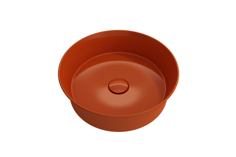 BOCCHI 1478-012-0125 Sottile Round Vessel Fireclay 15 in. with Matching Drain Cover in Orange