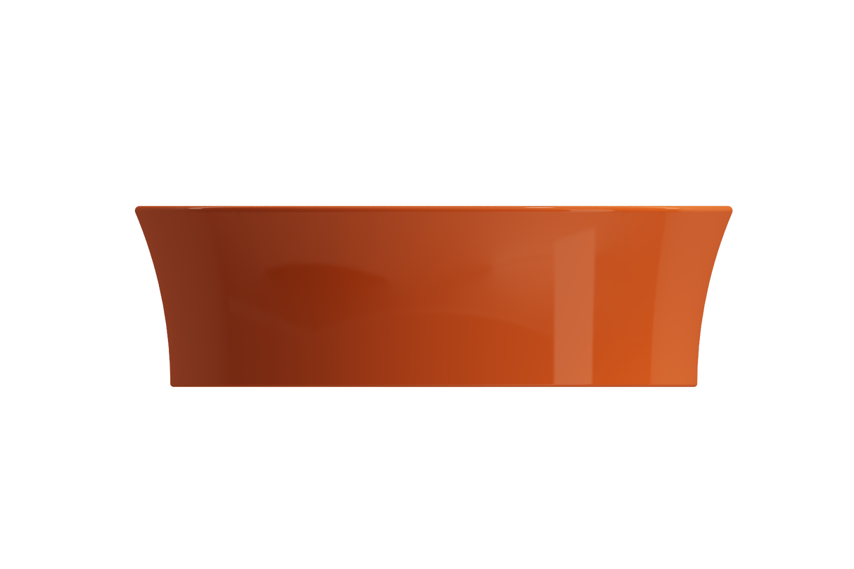 BOCCHI 1478-012-0125 Sottile Round Vessel Fireclay 15 in. with Matching Drain Cover in Orange