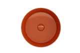 BOCCHI 1478-012-0125 Sottile Round Vessel Fireclay 15 in. with Matching Drain Cover in Orange