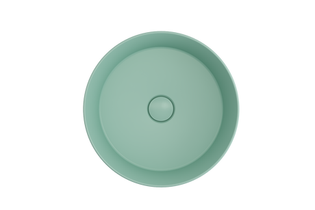 BOCCHI 1478-033-0125 Sottile Round Vessel Fireclay 15 in. with Matching Drain Cover in Matte Mint Green