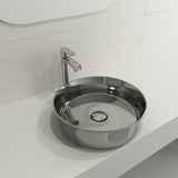 BOCCHI 1478-401-0125 Sottile Round Vessel Fireclay 15 in. with Matching Drain Cover in Platinum