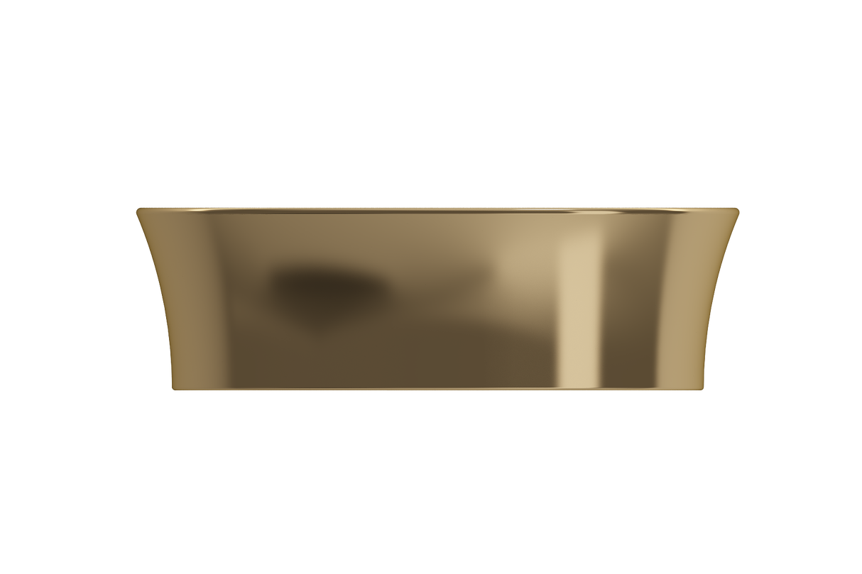 BOCCHI 1478-403-0125 Sottile Round Vessel Fireclay 15 in. with Matching Drain Cover in Matte Gold