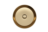 BOCCHI 1478-403-0125 Sottile Round Vessel Fireclay 15 in. with Matching Drain Cover in Matte Gold