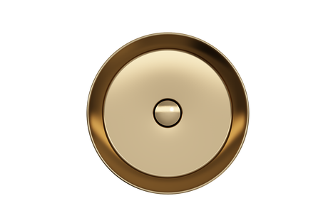 BOCCHI 1478-403-0125 Sottile Round Vessel Fireclay 15 in. with Matching Drain Cover in Matte Gold