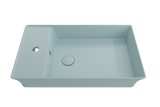 BOCCHI 1479-029-0126 Sottile Rectangle Vessel Fireclay 23.5 in. 1-Hole Faucet Deck with Matching Drain Cover in Matte Ice Blue