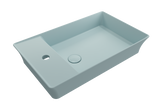 BOCCHI 1479-029-0126 Sottile Rectangle Vessel Fireclay 23.5 in. 1-Hole Faucet Deck with Matching Drain Cover in Matte Ice Blue