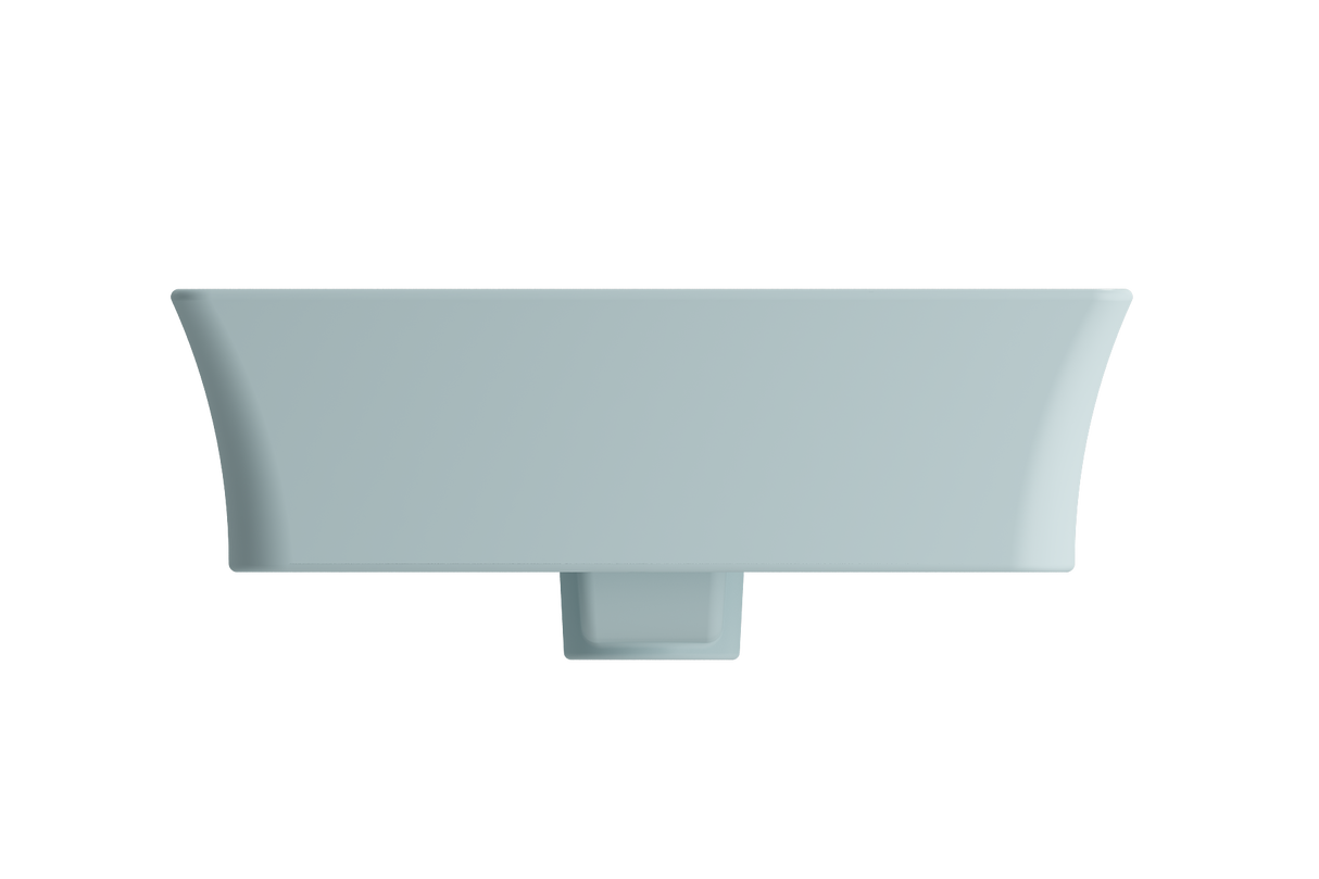 BOCCHI 1479-029-0126 Sottile Rectangle Vessel Fireclay 23.5 in. 1-Hole Faucet Deck with Matching Drain Cover in Matte Ice Blue