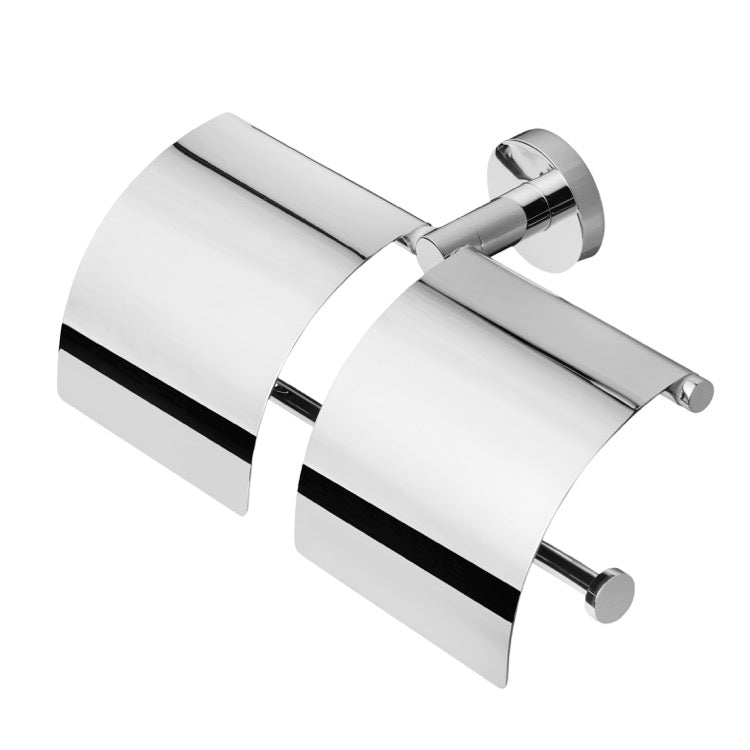 Toilet Roll Holder With Cover, Chrome, Double