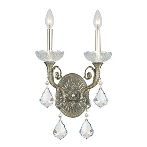Majestic 2 Light Hand Cut Crystal Historic Brass Sconce 1482-HB-CL-MWP