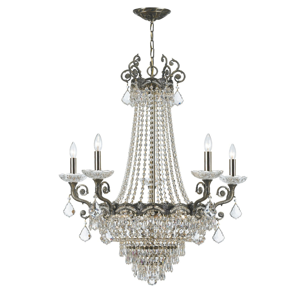 Majestic 11 Light Hand Cut Crystal Historic Brass Chandelier 1486-HB-CL-MWP