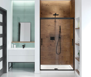 MAAX 139352-900-340-000 Incognito 70 44-47 x 70 ½ in. 8mm Bypass Shower Door for Alcove Installation with Clear glass in Matte Black