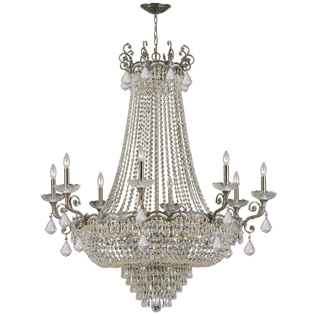 Majestic 20 Light Hand Cut Crystal Historic Brass Chandelier 1488-HB-CL-MWP