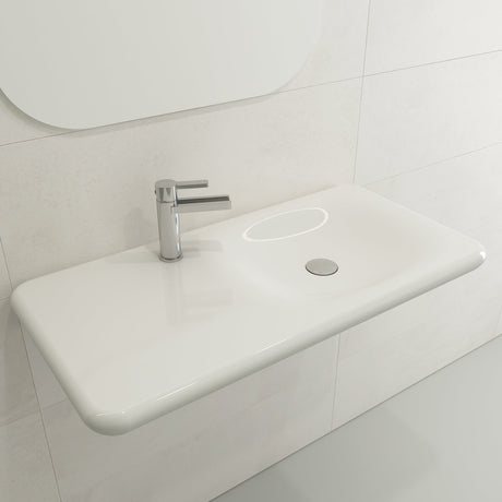 BOCCHI 1490-001-0126 Fenice Wall-Mounted Sink Fireclay 35.5 in. 1-Hole in White