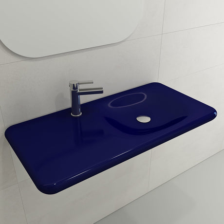 BOCCHI 1490-010-0126 Fenice Wall-Mounted Sink Fireclay 35.5 in. 1-Hole in Sapphire Blue