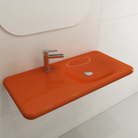 BOCCHI 1490-012-0126 Fenice Wall-Mounted Sink Fireclay 35.5 in. 1-Hole in Orange