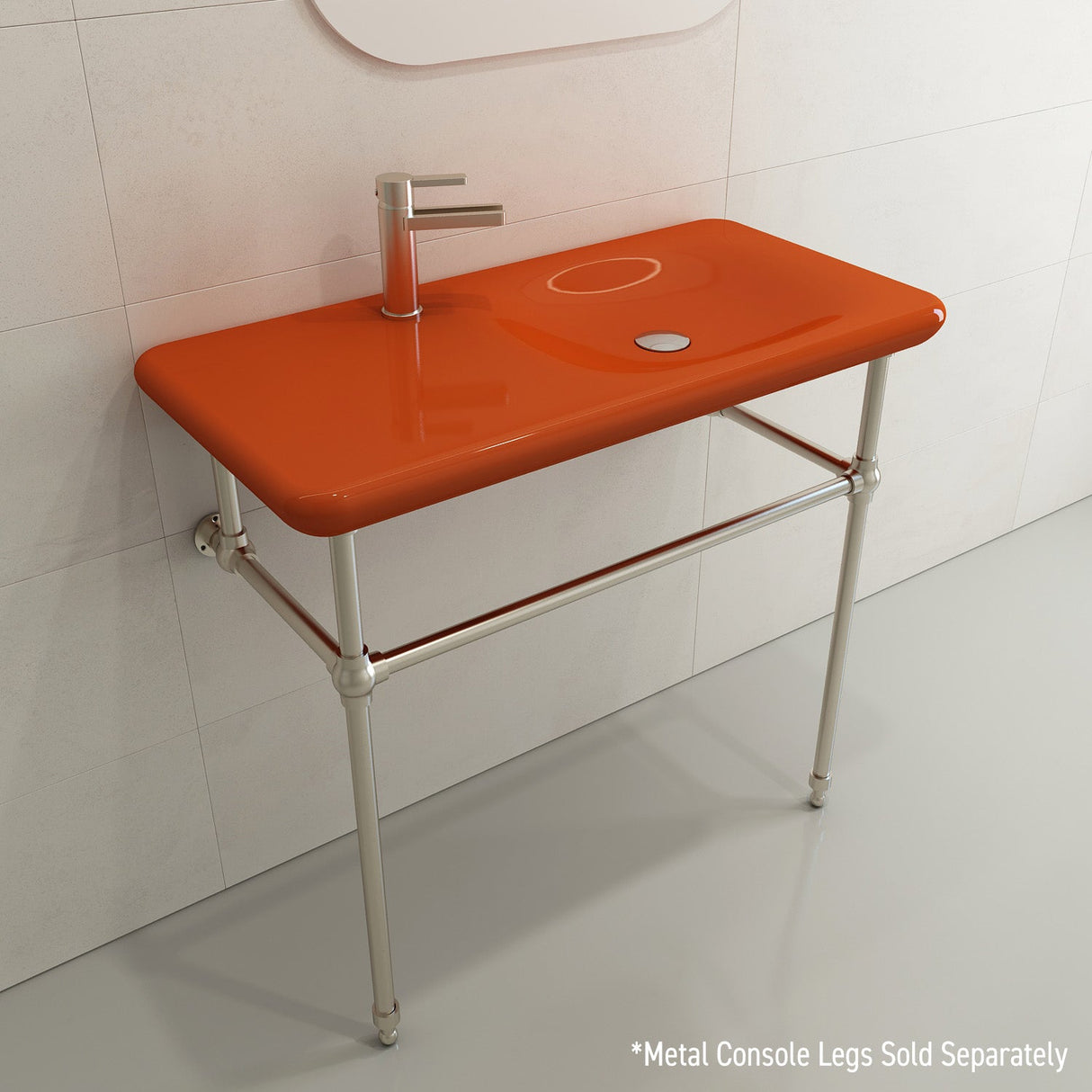 BOCCHI 1490-012-0126 Fenice Wall-Mounted Sink Fireclay 35.5 in. 1-Hole in Orange