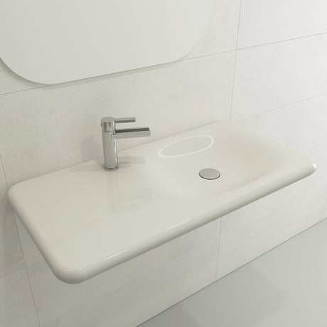 BOCCHI 1490-014-0126 Fenice Wall-Mounted Sink Fireclay 35.5 in. 1-Hole in Biscuit