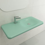 BOCCHI 1490-033-0126 Fenice Wall-Mounted Sink Fireclay 35.5 in. 1-Hole in Matte Mint Green