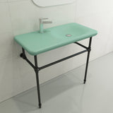 BOCCHI 1490-033-0126 Fenice Wall-Mounted Sink Fireclay 35.5 in. 1-Hole in Matte Mint Green