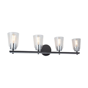 Essex Bathroom Vanity Light - Black and Chrome / 4-Light