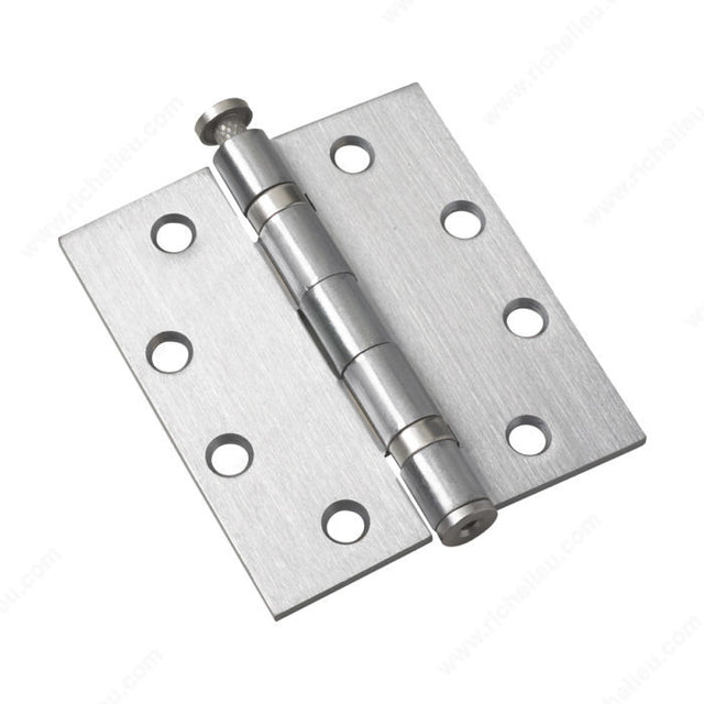 Richelieu 44823BCB 114 mm (4 1/2") Full Mortise Ball Bearing Butt Hinge with Raised Pin, Brushed Chrome