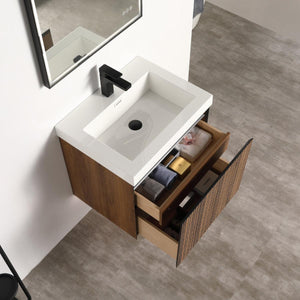 Blossom Lille 24" Brown Walnut Vanity with LED Lights & Soft-Close Drawers