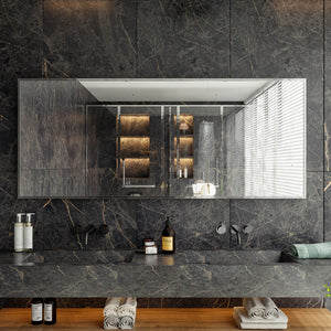 Eviva Sax 72" x 30" Rectangular Chrome Metal Framed Mirror