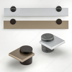 Richelieu PO2054I35E215 Contemporary Aluminum and Brass Knob - PO2054I, Matte Chrome / Matte Metalized Aluminum / Shaded Pewter