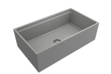 BOCCHI 1504-006-0120 Contempo Step-Rim Apron Front Fireclay 33 in. Single Bowl Kitchen Sink with Integrated Work Station & Accessories in Matte Gray