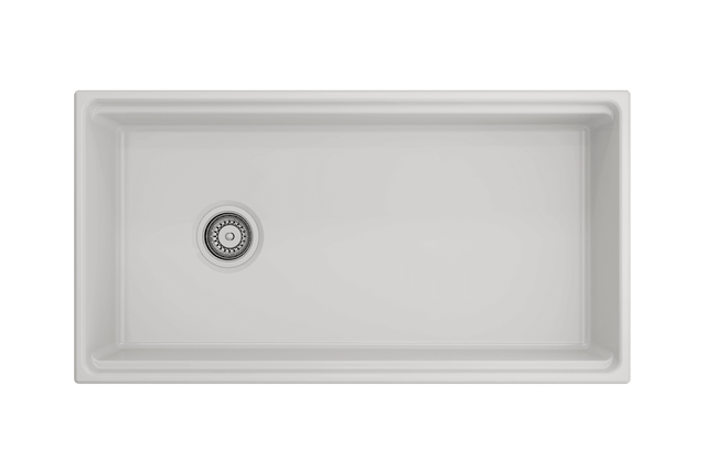 BOCCHI 1505-001-0120 Contempo Step-Rim Apron Front Fireclay 36 in. Single Bowl Kitchen Sink with Integrated Work Station & Accessories in White