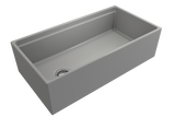 BOCCHI 1505-006-0120 Contempo Step-Rim Apron Front Fireclay 36 in. Single Bowl Kitchen Sink with Integrated Work Station & Accessories in Matte Gray