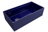 BOCCHI 1505-010-0120 Contempo Step-Rim Apron Front Fireclay 36 in. Single Bowl Kitchen Sink with Integrated Work Station & Accessories in Sapphire Blue