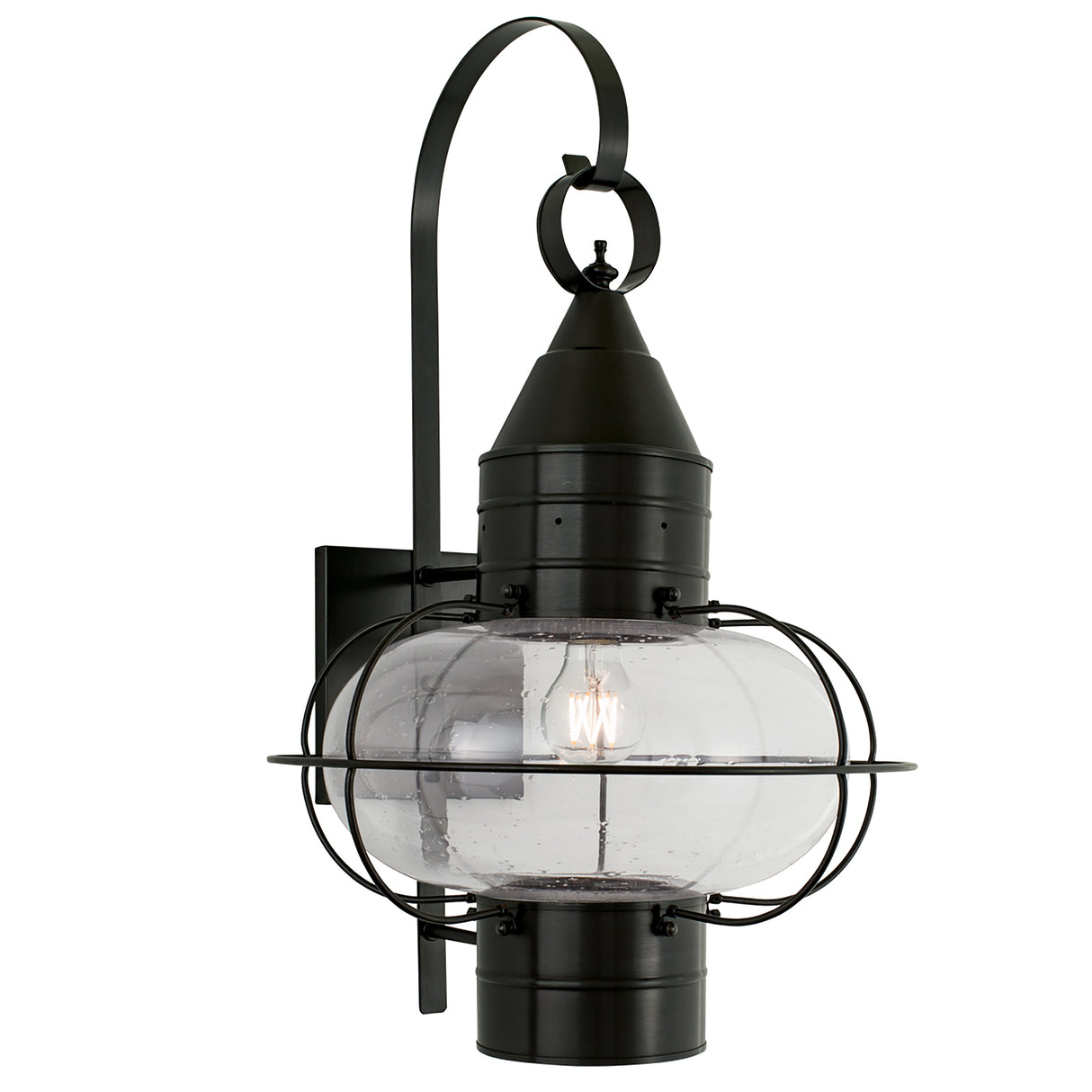Elk 1509-BL-SE Classic Onion Outdoor Wall Light - Black with Seeded Glass