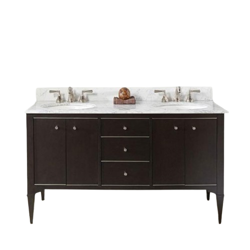 Charlottesville w/Nickel 60" Double Bowl Vanity - Door Vintage Black