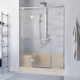 Aquatique 60 X 32 Single Threshold Shower Base With Right Hand Drain and Integral Left Hand Seat in Biscuit