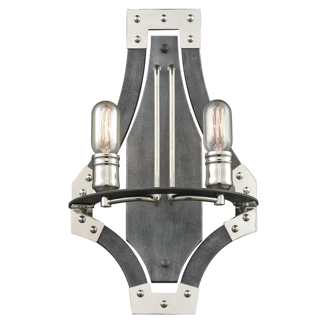 Elk 15230/2 Riveted Plate 20'' High 2-Light Sconce - Silverdust Iron