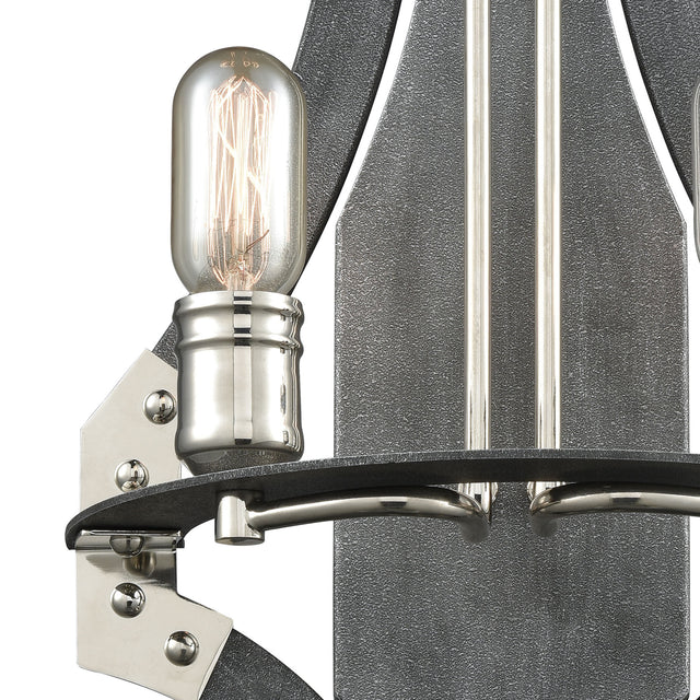 Elk 15230/2 Riveted Plate 20'' High 2-Light Sconce - Silverdust Iron