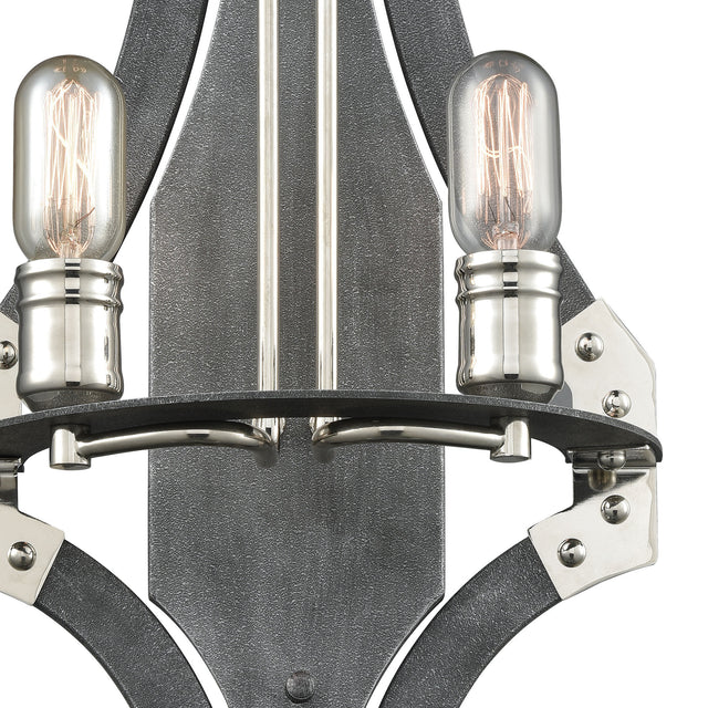 Elk 15230/2 Riveted Plate 20'' High 2-Light Sconce - Silverdust Iron