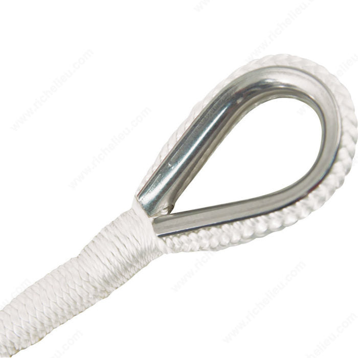 Richelieu 469041 Nylon Double Diamond Braid Marine Anchor Line, White, Coil, Mibro Marine, 50 ft, 3/8 in, 570 lb