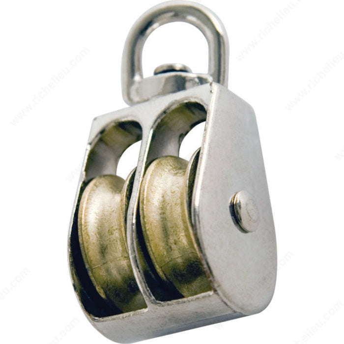 KingChain 534811 Swivel Eye Double Rope Pulley, 1 in, 24 lb, Card