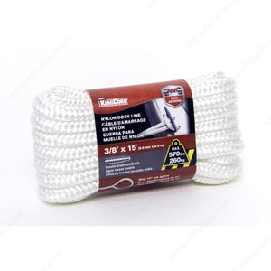 Richelieu 458891 Double Diamond Braid Nylon Marine Dock Line, Black, Box, Mibro Marine, 15 ft, 3/8 in, 570 lb