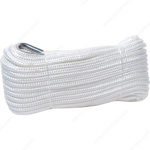 Richelieu 469041 Nylon Double Diamond Braid Marine Anchor Line, White, Coil, Mibro Marine, 50 ft, 3/8 in, 570 lb