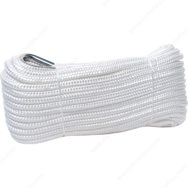 Richelieu 469041 Nylon Double Diamond Braid Marine Anchor Line, White, Coil, Mibro Marine, 50 ft, 3/8 in, 570 lb