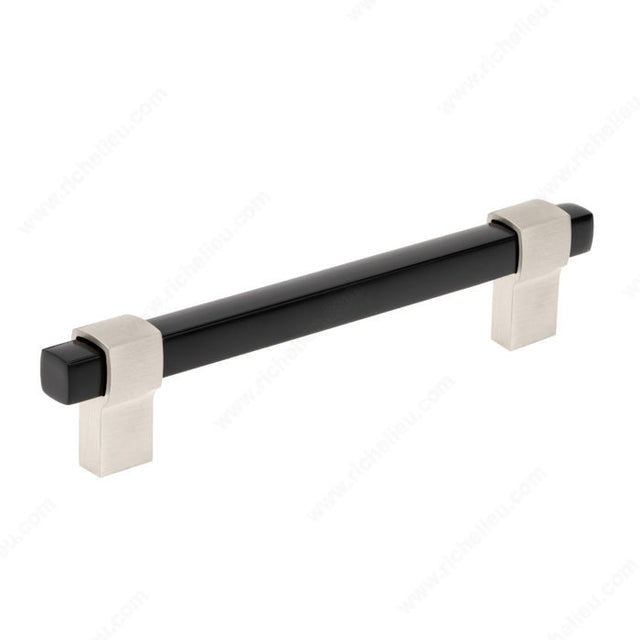 Richelieu 871512819590 Modern Metal Pull - 8715, Black / Brushed Nickel, 5 1/32 in, 6 13/32 in