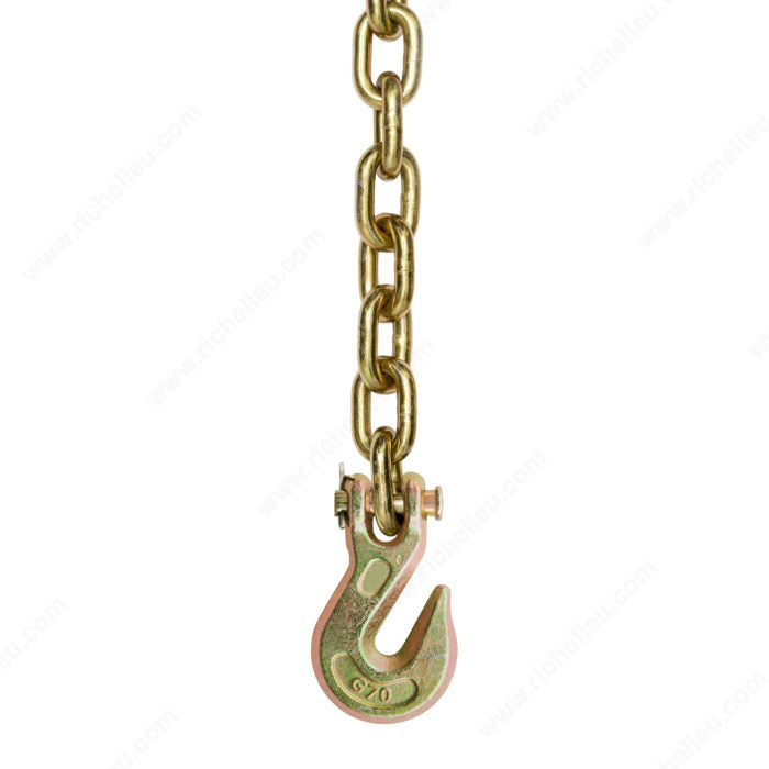 KingChain 115691 Grade 70 Gold Chromate Clevis Grab Hook­, 5/16 in, 2.12 in, Hang Card, 3.66 in, 4 700 lb, 0.59 in