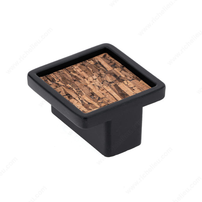 Richelieu BP5518389036 Modern Metal and Cork Knob - 5518, Black / Cork