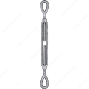 KingChain 181550MIB Galvanized Eye-Eye Long Turnbuckle, 8.25 in, 4 in, 0.86 in, 1/4 in, 500 lb, 0.58 in