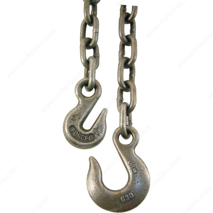 KingChain 526151 Grade 30 Self-Colored Log Chain with Grab and Slip Hooks, 5/16 in, 1 900 lb, 0.3 in